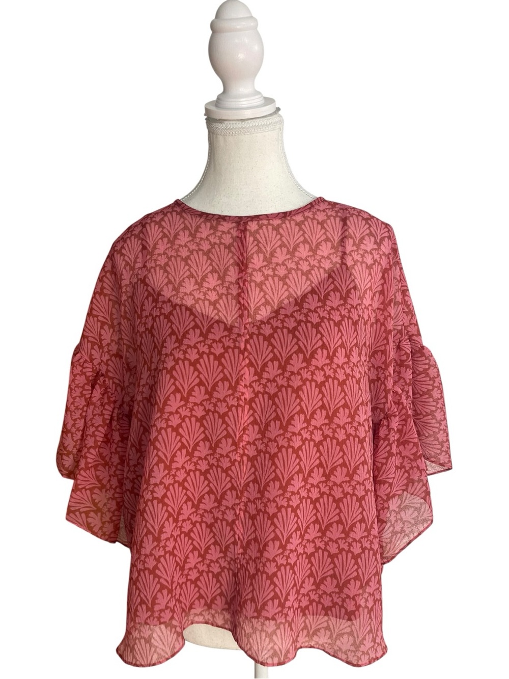 Ted Baker Mariy Georgette Boxy Top Blouse Red